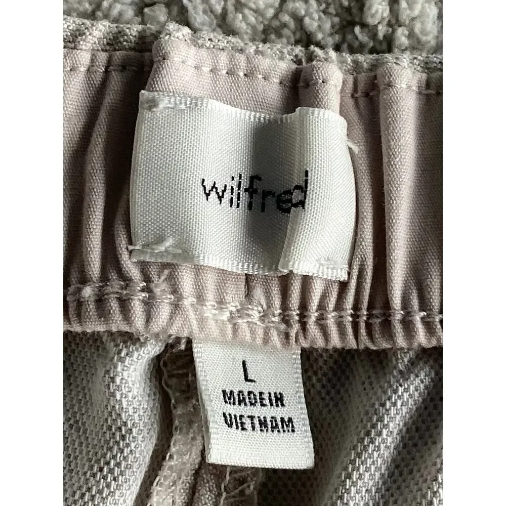 Aritzia Wilfred Women's Linen Wide-Leg Pants Drawstring Summer Beige Size Large